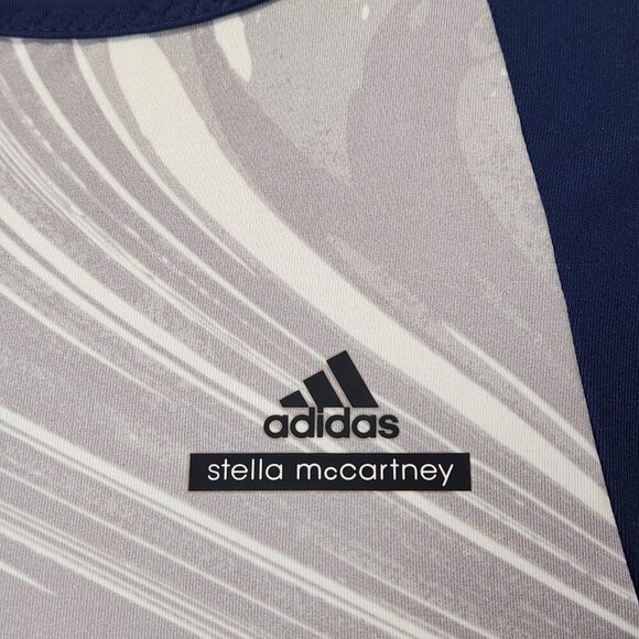 Adidas X Stella McCartney Barricade Tennis Tee Shirt M White Navy Colorblock - Picture 5 of 10